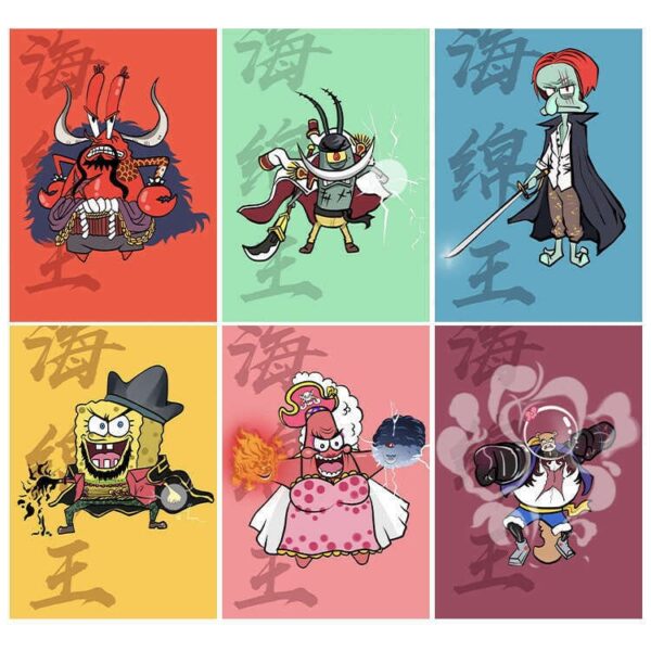 پک پوستر 6 عددی باب اسفنجی Sponge Bob تم وان پیس One Piece